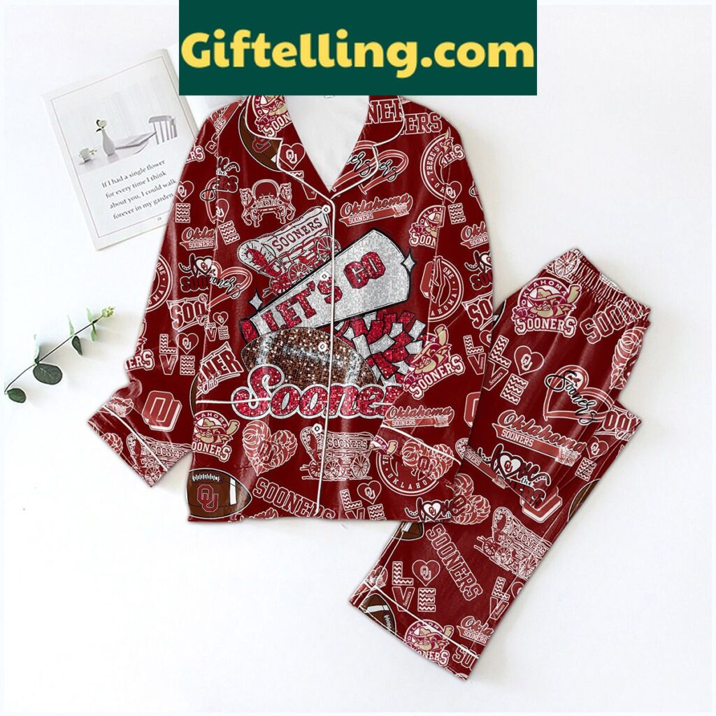 Oklahoma Sooners red polyester pajamas set