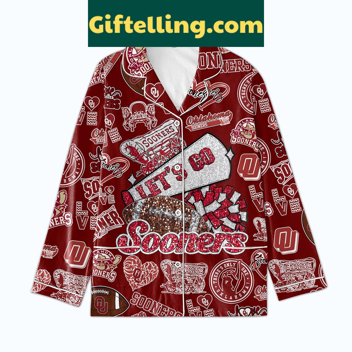 oklahoma-sooners-lets-go-sooners-polyester-pajamas-set-red-version-2 Oklahoma Sooners red polyester pajamas set