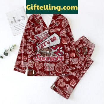 Oklahoma Sooners red polyester pajamas set