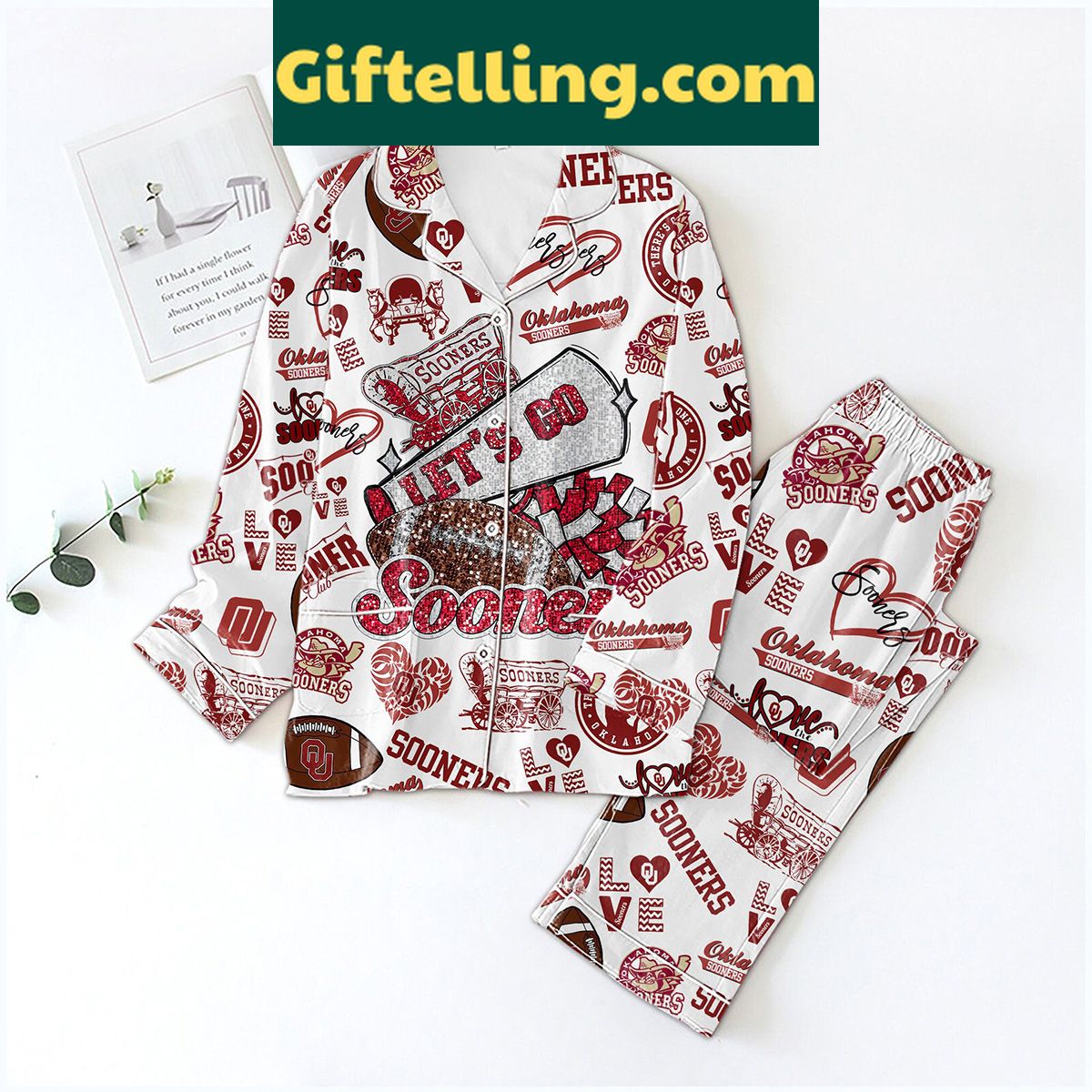 oklahoma-sooners-lets-go-sooners-white-polyester-pajamas-set-game-day-essentials-2 Oklahoma Sooners Let's Go Sooners White Polyester Pajamas Set
