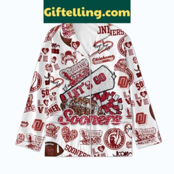 Oklahoma Sooners Let's Go Sooners White Polyester Pajamas Set