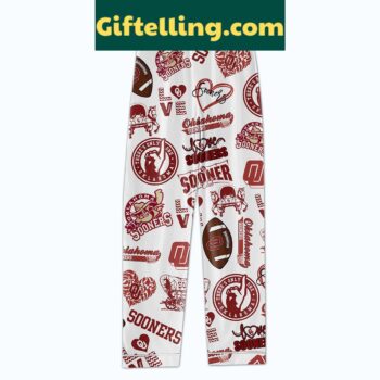 Oklahoma Sooners Let's Go Sooners White Polyester Pajamas Set