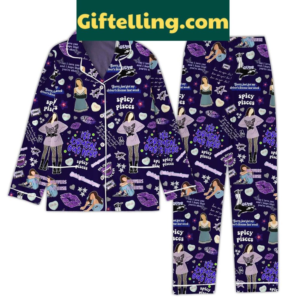 Olivia Rodrigo It's Brutal Out Here Blood Sucker Spicy Pisces Pajamas Set