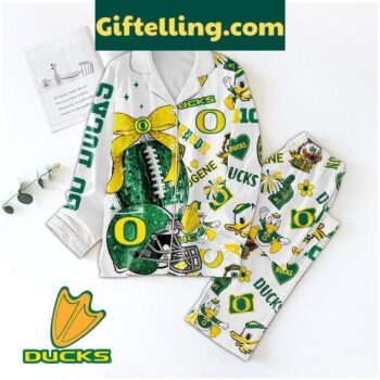 Oregon Ducks polyester pajamas set with Eugene The Duck design