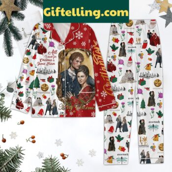 Outlander Christmas pajamas with All I Want is Jamie Fraser slogan