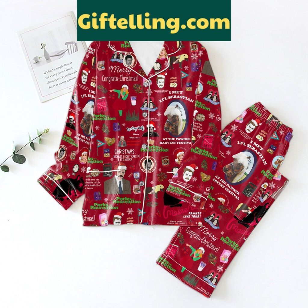 Parks And Recreation Merry Congratu Christmas Pajamas Set