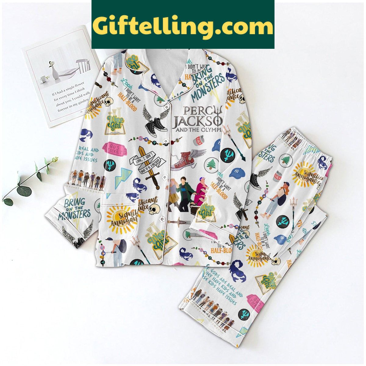 percy-jackson-demigod-pajamas-set-official-polyester-sleepwear-2 Percy Jackson Demigod Polyester Pajamas Set