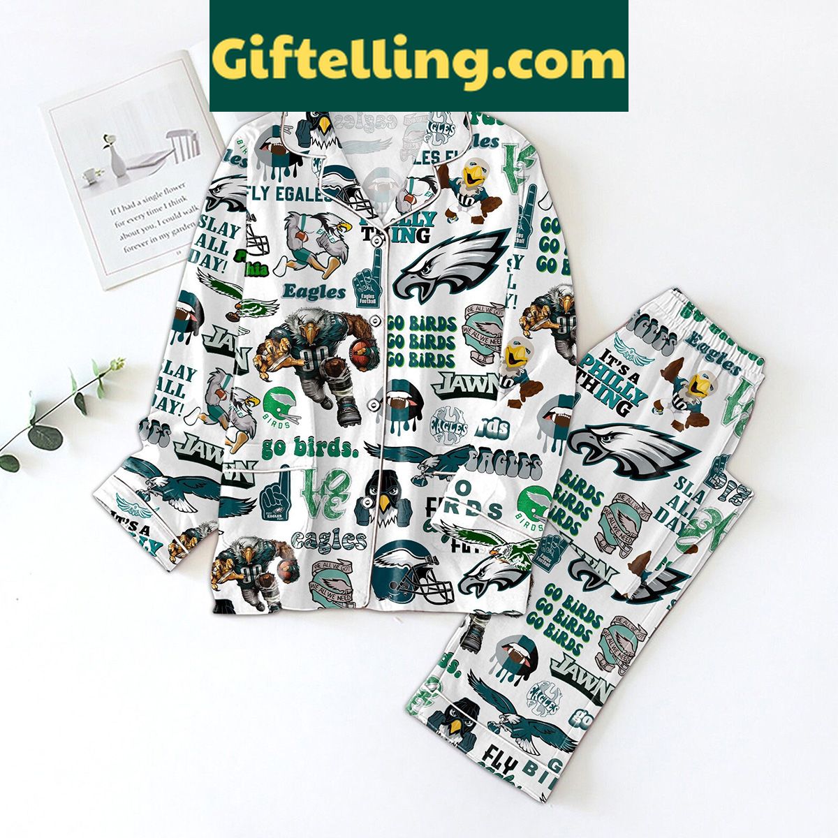 philadelphia-eagles-go-birds-fly-eagles-fly-pajamas-set-football-team-spirit-pjs-2 Philadelphia Eagles Go Birds Fly Eagles Fly Pajamas Set loungewear
