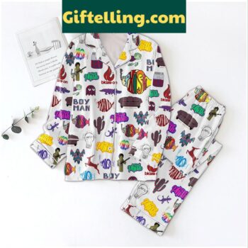 Phish Boy Blaze On Men's Polyester Pajamas Set in White