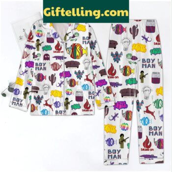 Phish Boy Blaze On Men's Polyester Pajamas Set in White