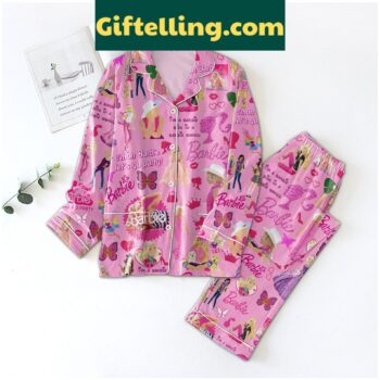Pink Barbie Pajamas Set with Let's Go Party Come On design