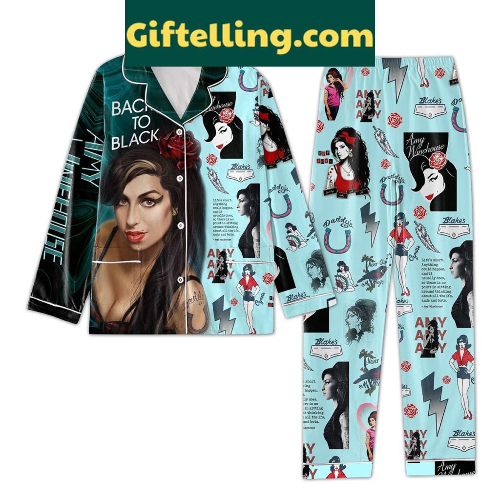Amy Winehouse-inspired polyester pajamas set