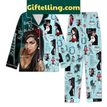 Amy Winehouse-inspired polyester pajamas set