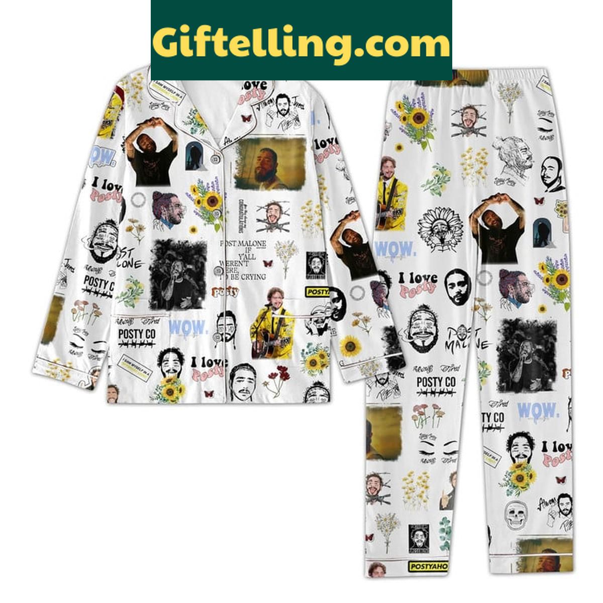 Post Malone F-1 Trillion I Love Posty Polyester Pajamas Set Post Malone F-1 Trillion I Love Posty polyester pajamas set