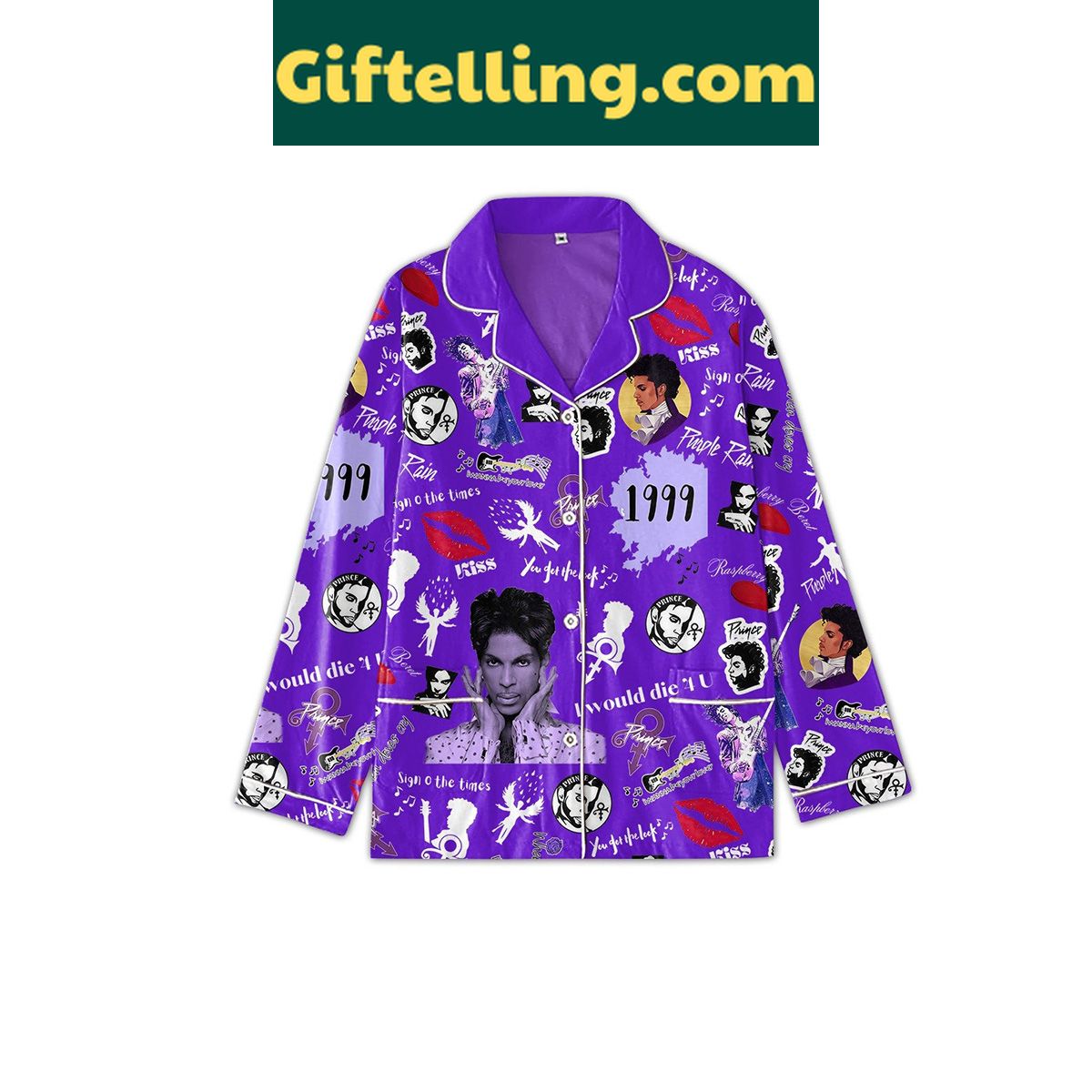 prince-1999-purple-rain-polyester-pajamas-set-2 Man wearing Prince 1999 Purple Rain Polyester Pajamas Set