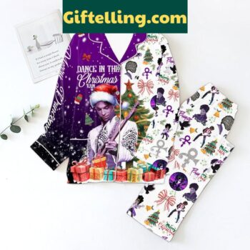 Prince Dance In The Christmas Rain Polyester Pajamas Set for women, featuring festive holiday design