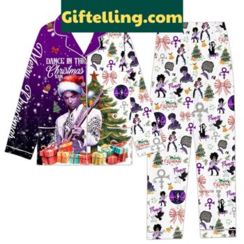 Prince Dance In The Christmas Rain Polyester Pajamas Set for women, featuring festive holiday design