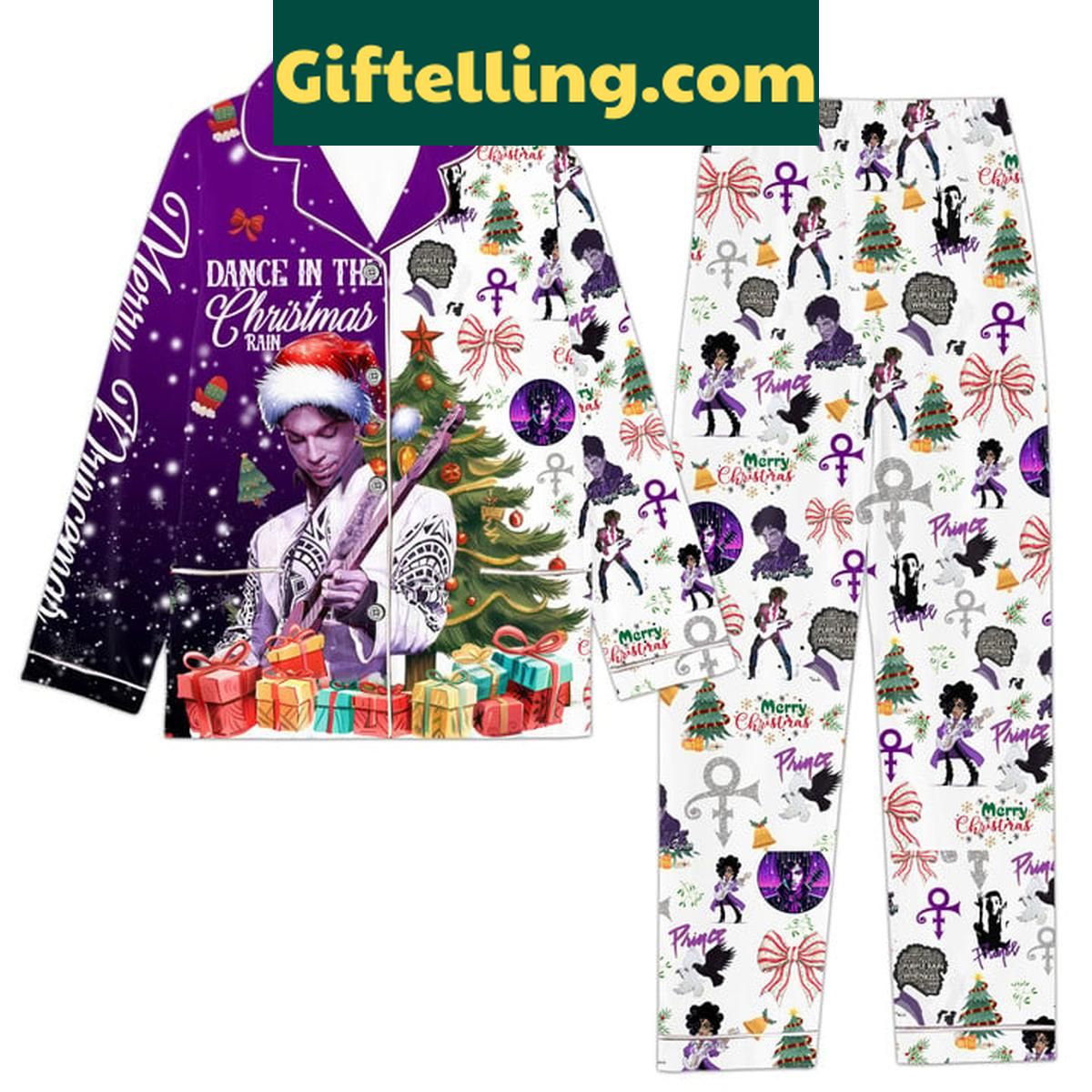 Prince Dance In The Christmas Rain Polyester Pajamas Set Prince Dance In The Christmas Rain Polyester Pajamas Set for women, featuring festive holiday design