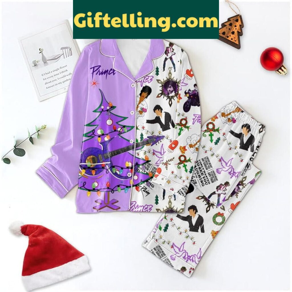 Unisex Prince Enjoying Princemas Purple Rain Christmas Pajamas Set