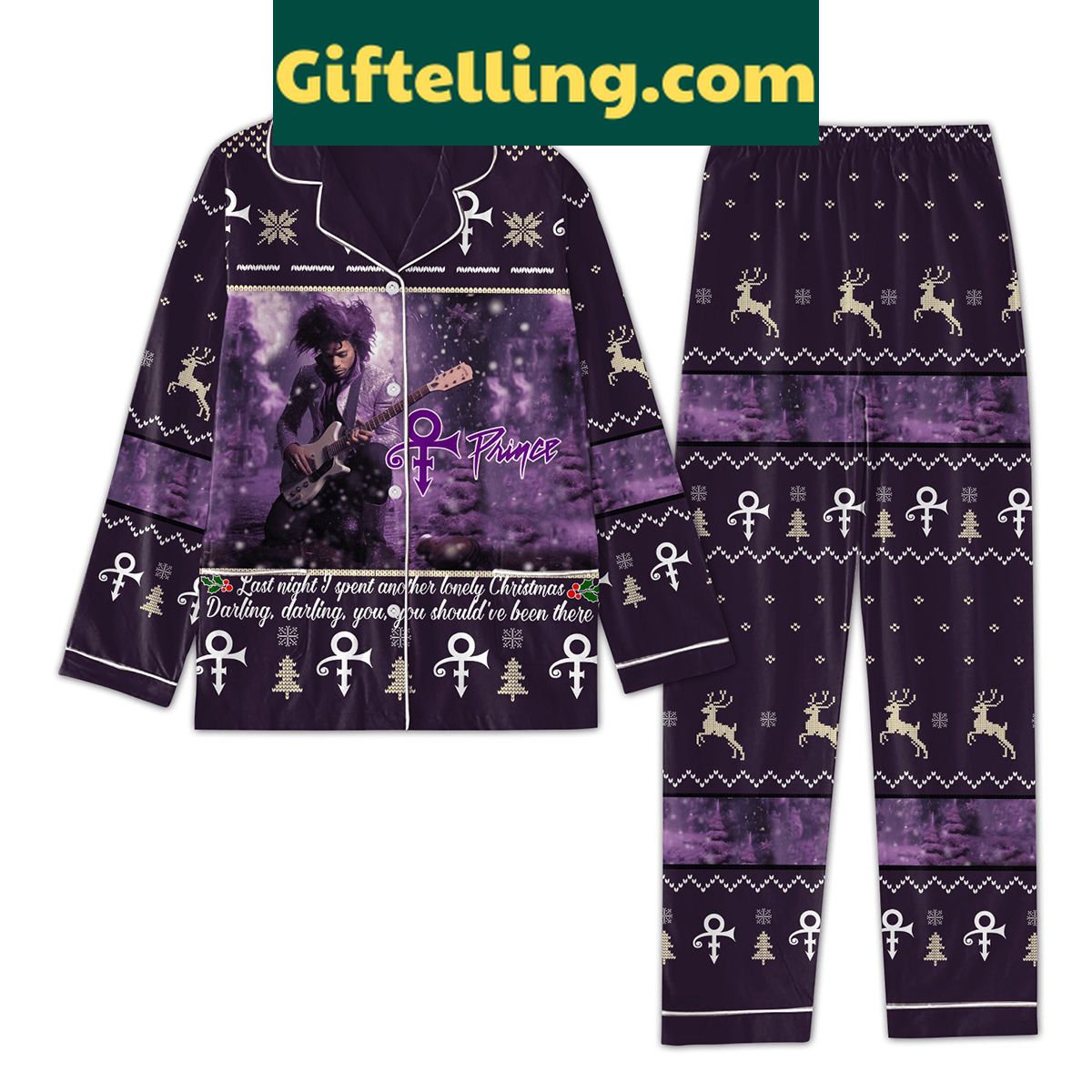 prince-last-night-i-spent-another-lonely-christmas-pajamas-set-1 Prince Last Night I Spent product image showing design and team colors