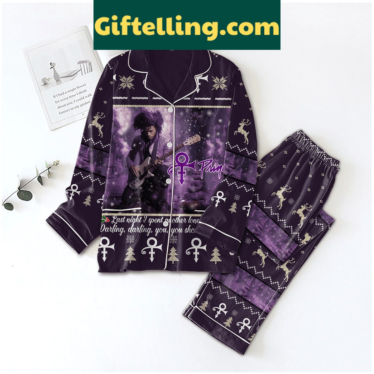 prince-last-night-i-spent-another-lonely-christmas-pajamas-set-2 Prince Last Night I Spent product image showing design and team colors