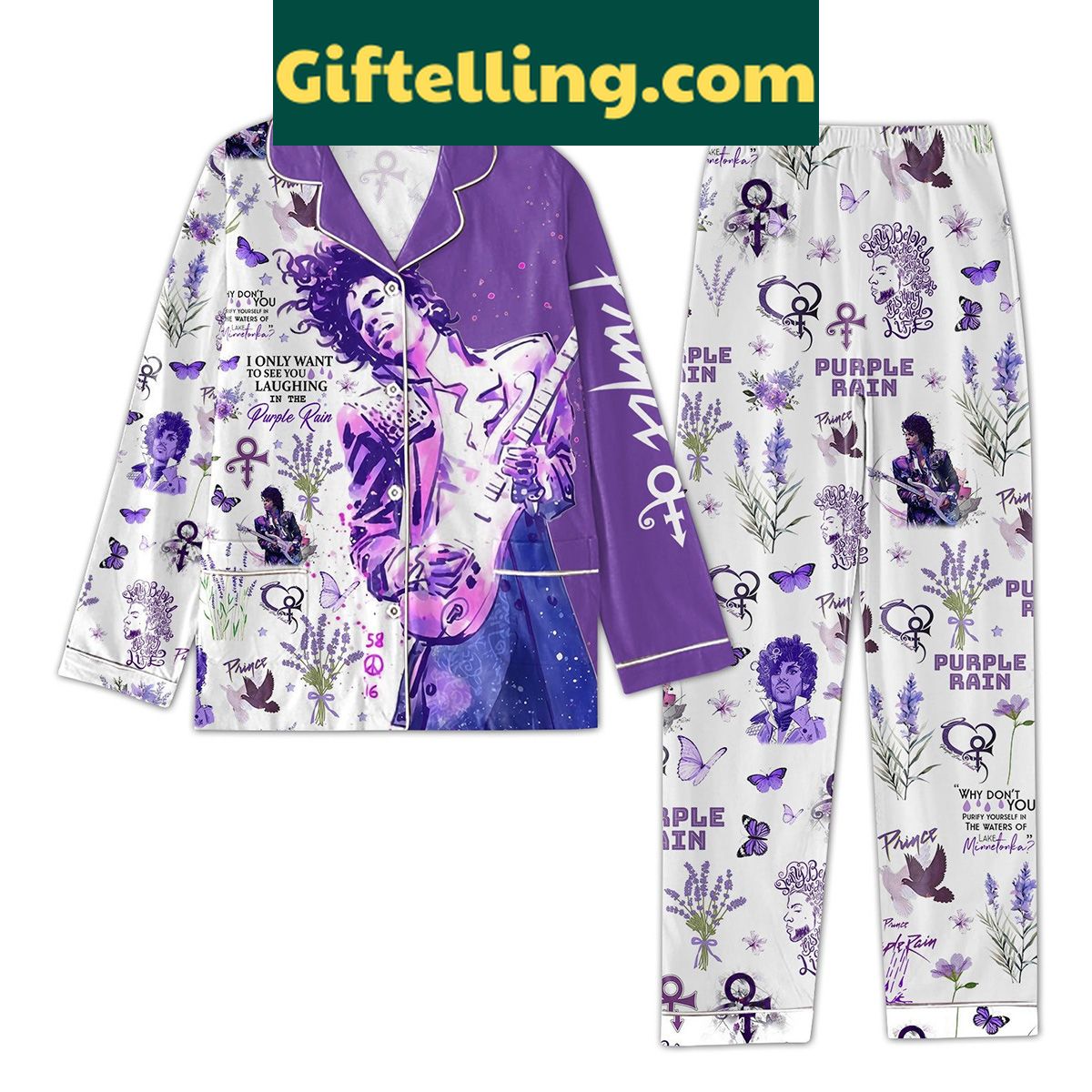 prince-of-purple-pajamas-set-laughing-in-the-purple-rain-2 Prince of Purple pajamas set with a pair of purple pants and a matching top