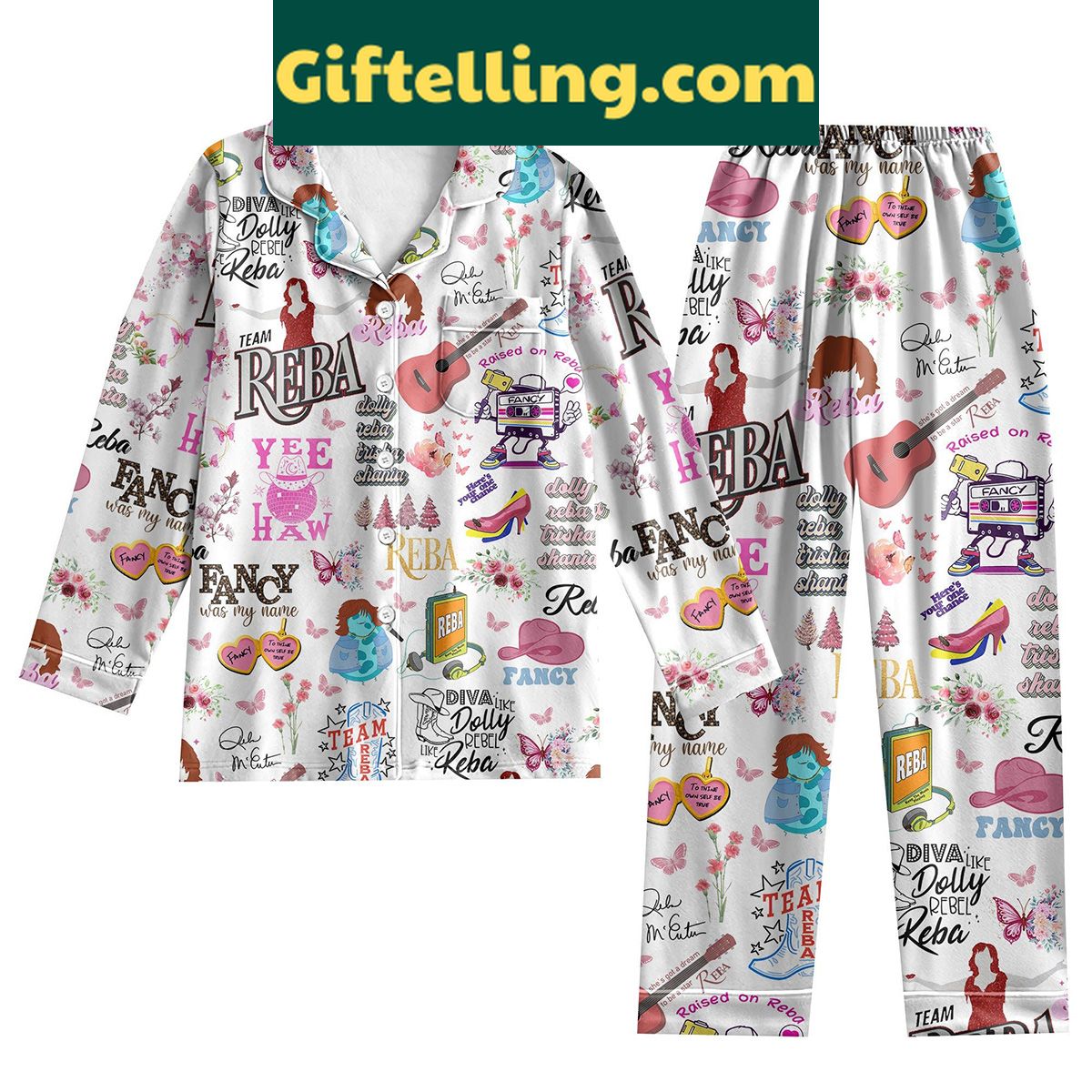 reba-mcentire-fancy-silk-pajamas-set-diva-like-dolly-rebel-like-reba-3 Reba McEntire Fancy Silk Pajamas Set with White Design