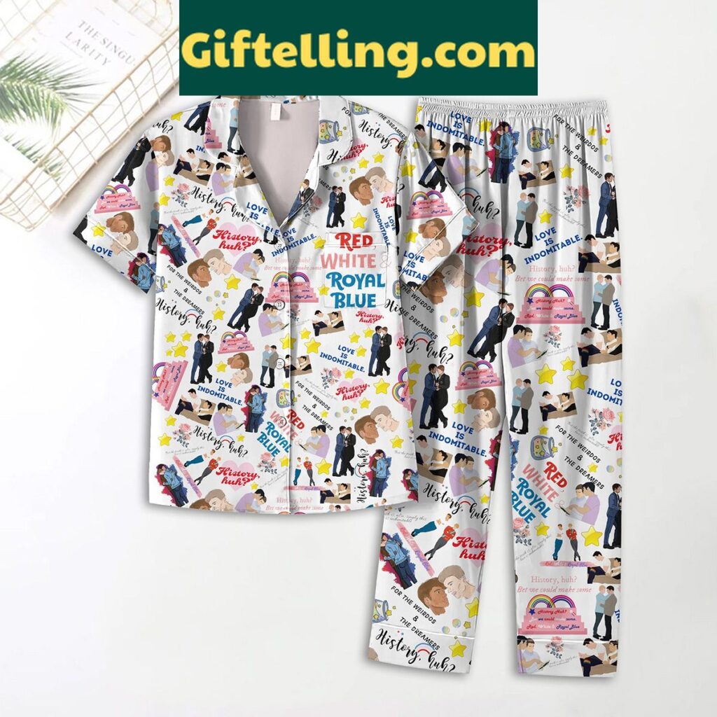 Red White & Royal Blue Love Is Indomitable Pajamas Set loungewear