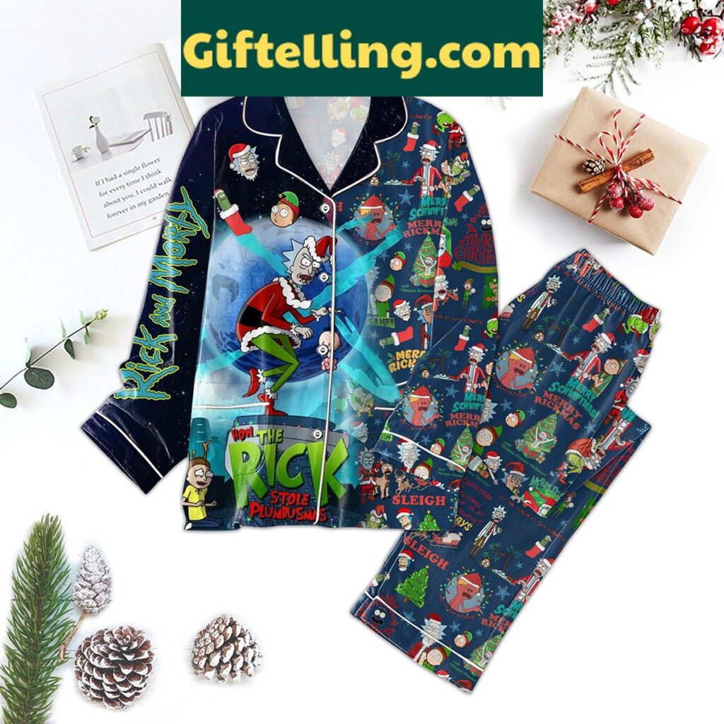 Rick And Morty Christmas Pajamas Set with I Always Sleigh Merry Christmas & Happy New Year design