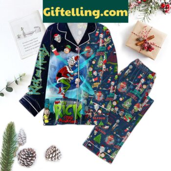 Rick And Morty Christmas Pajamas Set with I Always Sleigh Merry Christmas & Happy New Year design