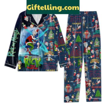 Rick And Morty Christmas Pajamas Set with I Always Sleigh Merry Christmas & Happy New Year design
