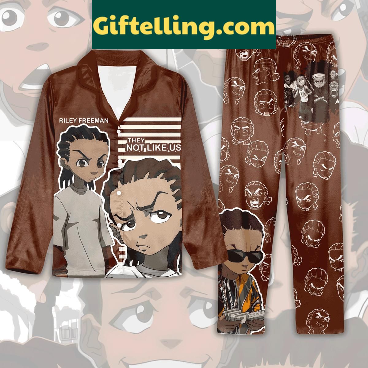 Riley Freeman They Not Like Us Polyester Pajamas Set Riley Freeman They Not Like Us Polyester Pajamas Set