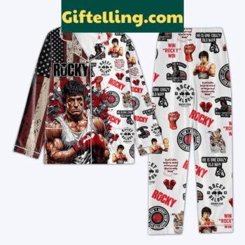 Rocky He Is One Crazy Old Man Pajamas Set, funny polyester sleepwear with humorous design
