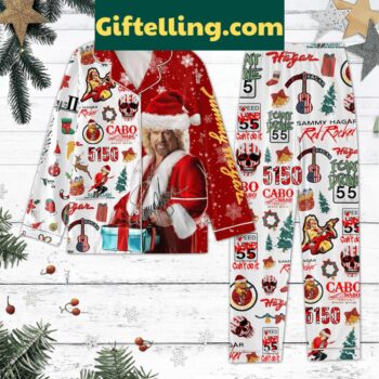 Sammy Hagar Red Rocker Christmas Polyester Pajamas Set seen from the front