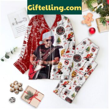 Sammy Hagar Red Rocker Christmas Polyester Pajamas Set seen from the front