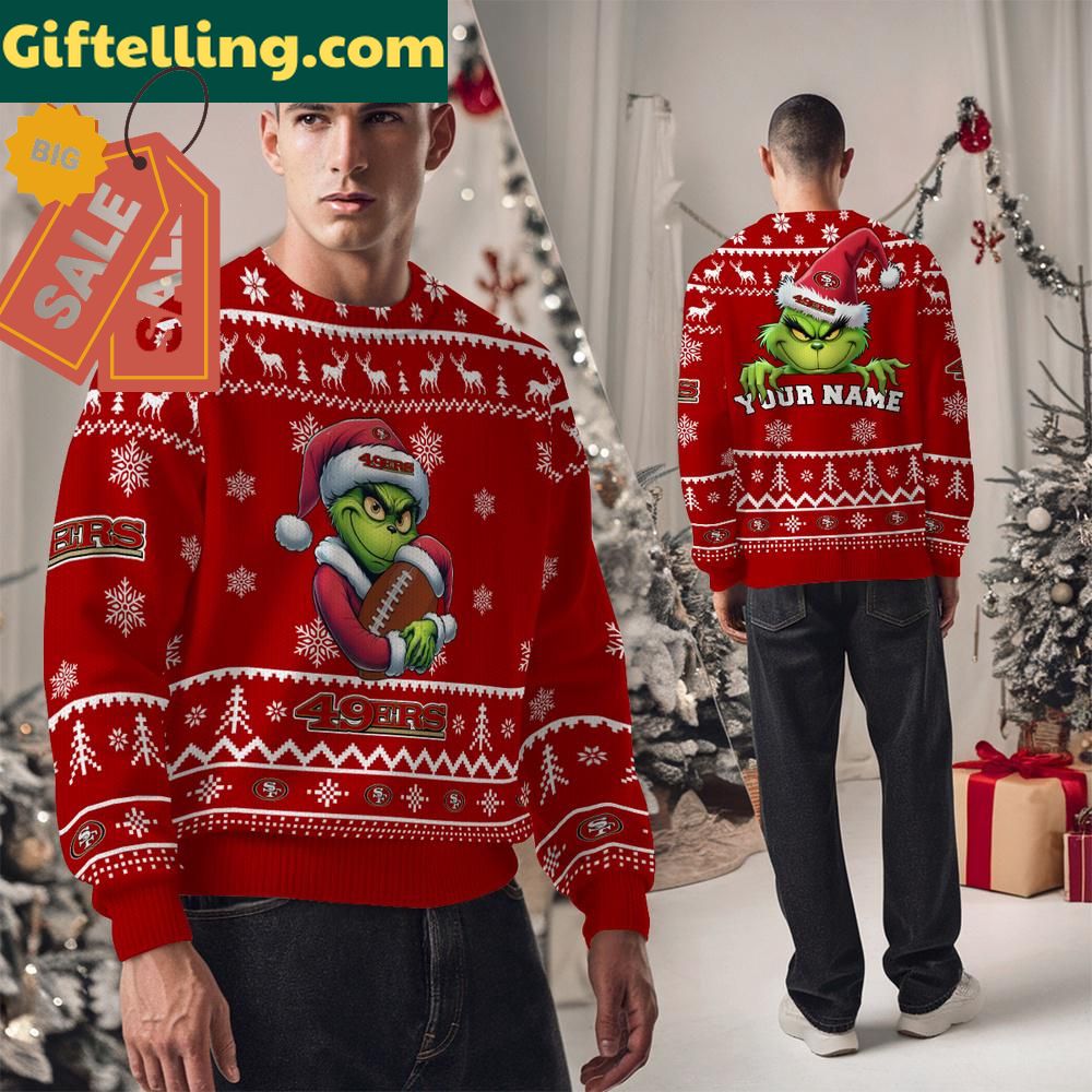 San Francisco 49ers NFL Team Color Grinch Ugly Christmas Sweater