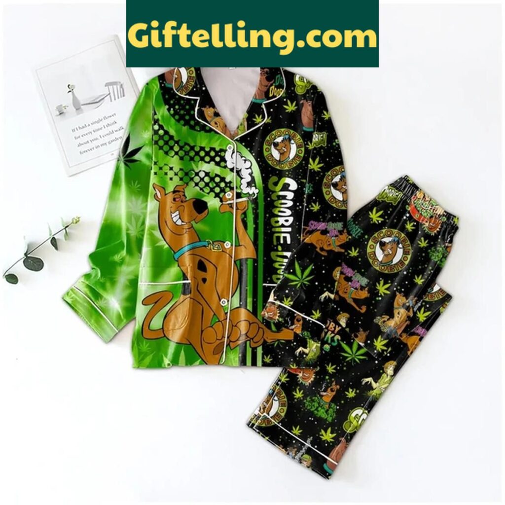Scooby-Doo Neon Galaxy of Cannabis Polyester Pajamas Set