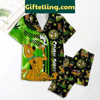Scooby-Doo Neon Galaxy of Cannabis Polyester Pajamas Set