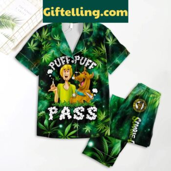 Scooby Doo Puff Puff Pass Cannabis Polyester Pajamas Set