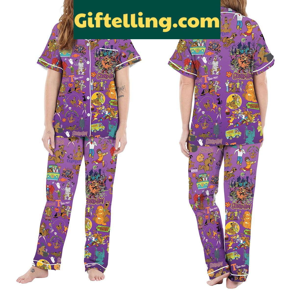 scooby-doo-spooky-island-trick-or-treat-halloween-pajamas-set-for-kids-2 Scooby Doo Spooky Island Trick product image showing design and team colors
