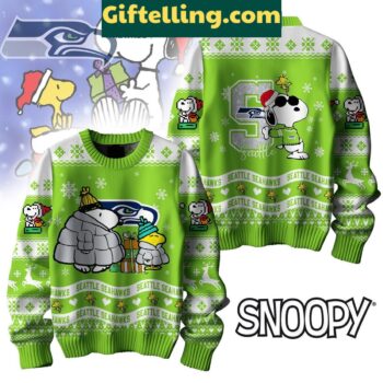 Seattle Seahawks Peanuts Snoopy Ugly product image showing design and team colors