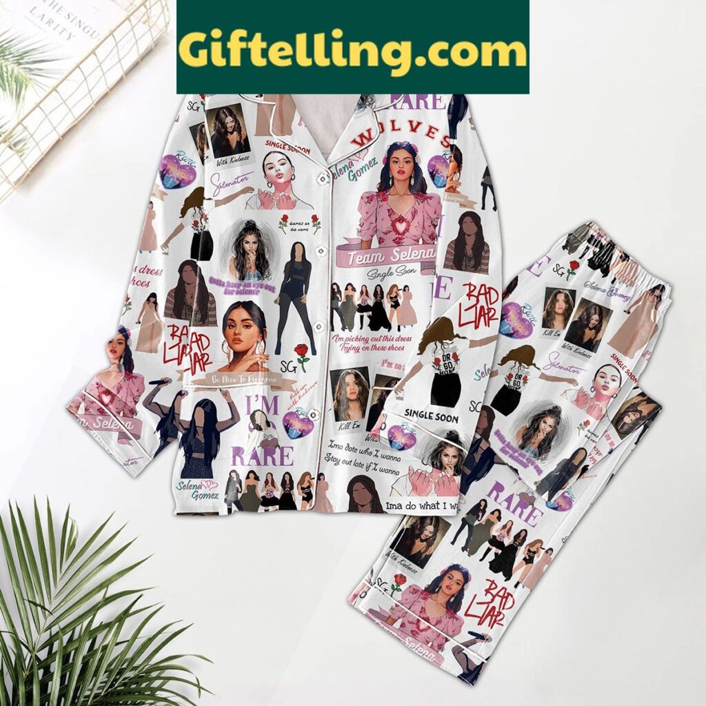 Selena Gomez Single Soon Pajamas Set with Pink and White Stripes