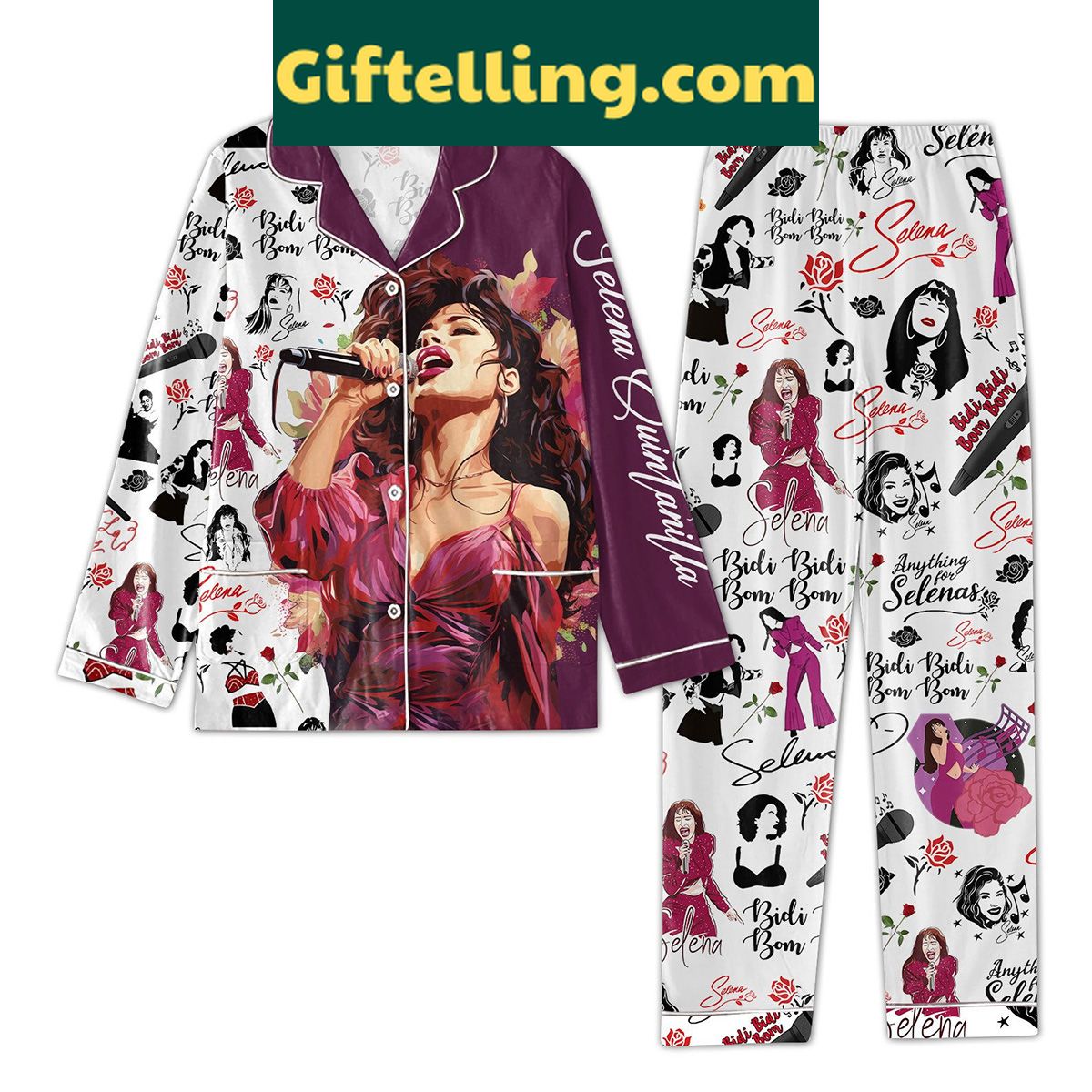selena-quintanilla-bidi-bidi-bom-bom-pajamas-set-for-women-giftelling-2 Selena Quintanilla Bidi Bidi Bom Bom Women's Pajamas Set