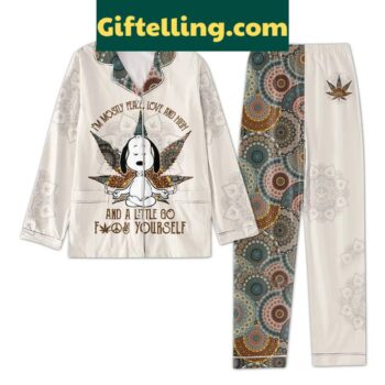 Snoopy Polyester Pajamas Set with Peace Love Graphic