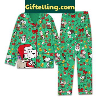 Snoopy Peanuts Merry Christmas Pajamas product image showing design and team colors