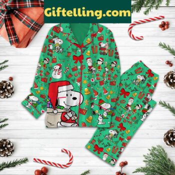 Snoopy Peanuts Merry Christmas Pajamas product image showing design and team colors