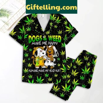 Snoopy & Scooby-Doo dogs make me happy humans make my head hurt polyester pajamas set for women & men