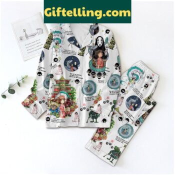 Spirit Ghibli Movie Silk Pajamas product image showing design and team colors