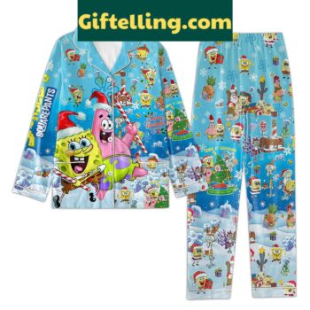 SpongeBob SquarePants Christmas Pajamas Set product image showing design and team colors