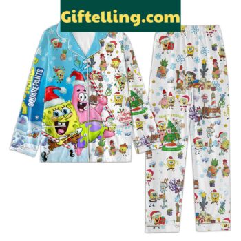 SpongeBob SquarePants Merry Christmas Pajamas product image showing design and team colors